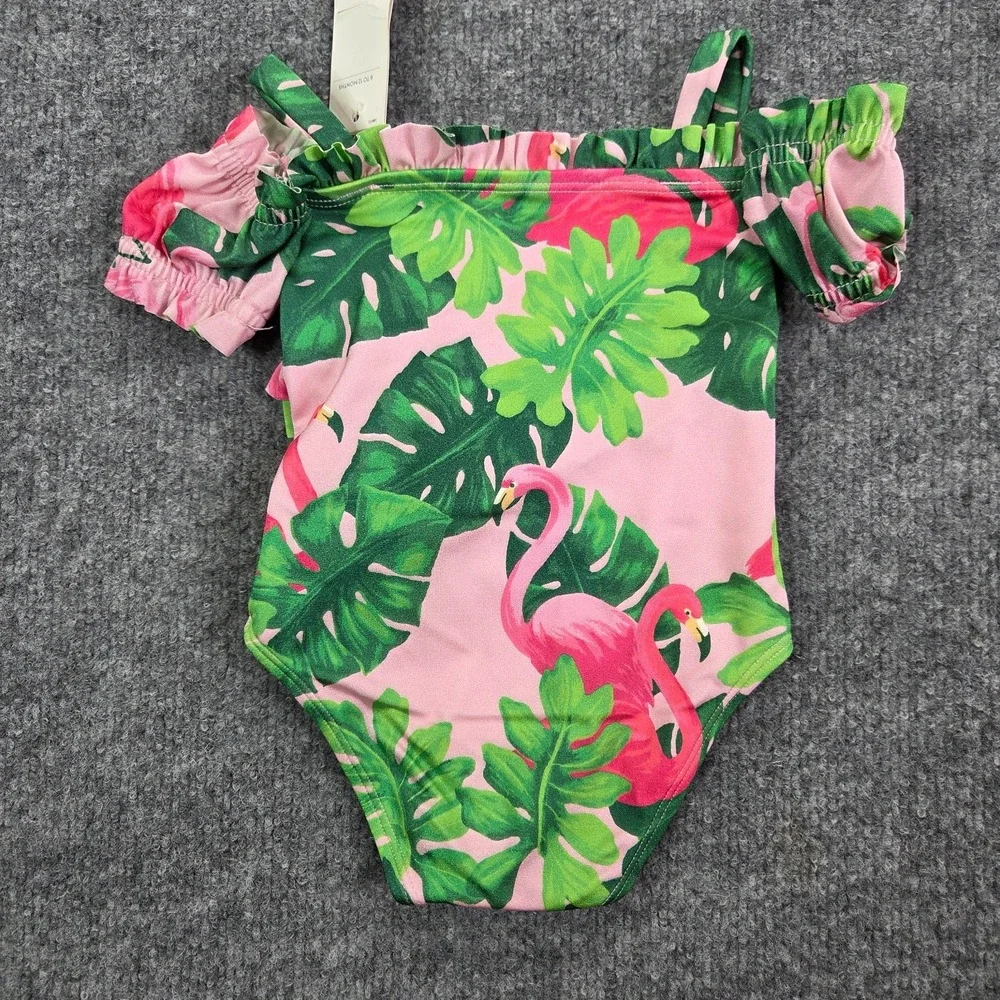 NEW Janie and Jack Tropical Flamingo Bathing Suit Swim Suit Girls‎ 6-12M